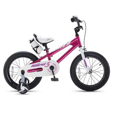 RoyalBaby Freestyle Kid’s Bike, 14 inch with Training Wheels, Fuschia, Gift for Boys and Girls