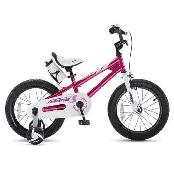 RoyalBaby Freestyle Kid’s Bike, 14 inch with Training Wheels, Fuschia, Gift for Boys and Girls