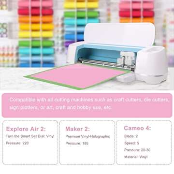TECKWRAP 001 Vinyl Glossy Permanent Vinyl Adhesive Vinyl Roll for Cutters, Signs, Scrapbooking, Craft, Die Cutters 12" x 20ft, Glossy Sweet Pink