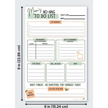 Mom's No-Nag To-Do List, 50 Tear-Off 6"x9" Sheet Pad (Perfect for Tweens and Teens) - Organizer, Scheduler, Daily Planner, Productivity Tracker for Organizing Goals, Notepad
