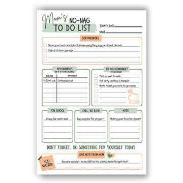 Mom's No-Nag To-Do List, 50 Tear-Off 6"x9" Sheet Pad (Perfect for Tweens and Teens) - Organizer, Scheduler, Daily Planner, Productivity Tracker for Organizing Goals, Notepad