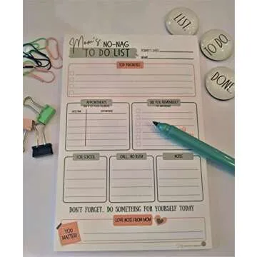 Mom's No-Nag To-Do List, 50 Tear-Off 6"x9" Sheet Pad (Perfect for Tweens and Teens) - Organizer, Scheduler, Daily Planner, Productivity Tracker for Organizing Goals, Notepad