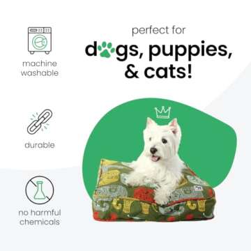 Molly Mutt Huge Dog Bed Cover - Elephant Parade Print - Measures 36”x45”x5’’ - 100% Cotton - Durable - Breathable - Sustainable - Machine Washable Dog Bed Cover