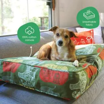 Molly Mutt Huge Dog Bed Cover - Elephant Parade Print - Measures 36”x45”x5’’ - 100% Cotton - Durable - Breathable - Sustainable - Machine Washable Dog Bed Cover