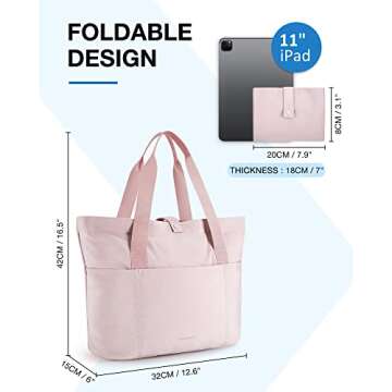 BAGSMART Tote Bag for Women, Foldable Tote Bag With Zipper Large Shoulder Bag Top Handle Handbag for...