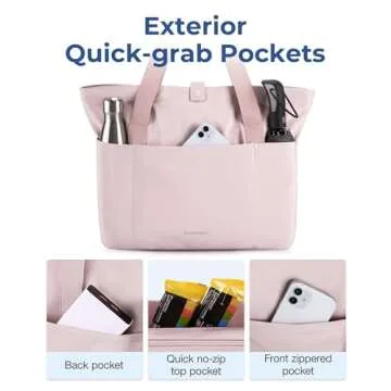 BAGSMART Tote Bag for Women, Foldable Tote Bag With Zipper Large Shoulder Bag Top Handle Handbag for Travel, Work