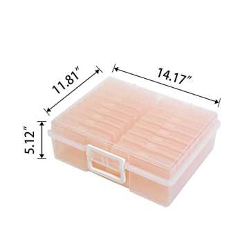 Naivees 4" x 6" Photo Storage Case with Handle, 16 Inner Photo Organizer Keeper, Extra Large Storage Picture Boxes, Seed Storage, Transparent Craft Keeper (Pink)