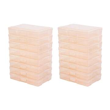 Naivees 4" x 6" Photo Storage Case with Handle, 16 Inner Photo Organizer Keeper, Extra Large Storage Picture Boxes, Seed Storage, Transparent Craft Keeper (Pink)