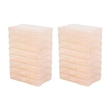 Naivees 4" x 6" Photo Storage Case with Handle, 16 Inner Photo Organizer Keeper, Extra Large Storage Picture Boxes, Seed Storage, Transparent Craft Keeper (Pink)