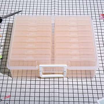 Naivees 4" x 6" Photo Storage Case with Handle, 16 Inner Photo Organizer Keeper, Extra Large Storage Picture Boxes, Seed Storage, Transparent Craft Keeper (Pink)