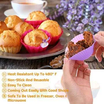 54 Pack Silicone Muffin Cups - Selizo Reusable Baking Liners