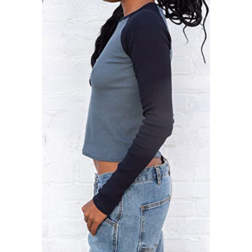 Women Y2K Long Sleeve Crop Top Casual Vintage Graphic Tee