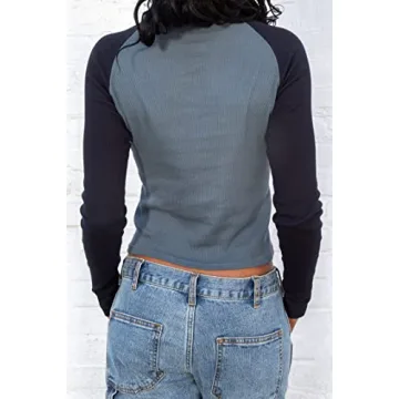 Women Y2K Long Sleeve Crop Top Casual Vintage Graphic Tee