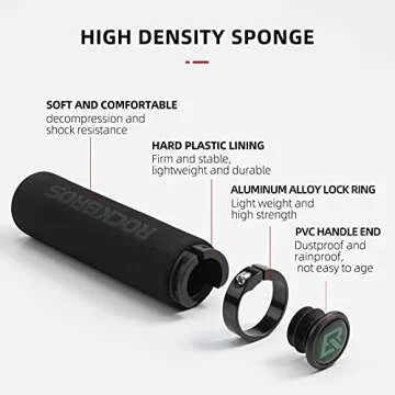 Rock BROS Bike Grips Foam Single Lock on Bicycle Handle Bar Soft Comfortable Non-Slip Bike Handle Grips for BMX Mountain MTB Beach Cruiser Scooter