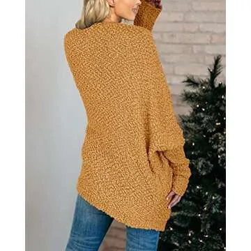 Saodimallsu Womens Chunky Popcorn Cardigan Oversized Open Front Boyfriend Batwing Long Sleeve Fuzzy Knit Sweaters (Medium, Yellow)