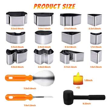 ButyHome 33 PCS Pumpkin Carving Kit, Stainless Steel Tools with Hammer DIY Stencils Pumpkin Carver K...