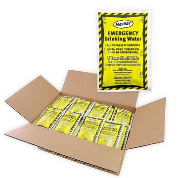 Mayday Emergency Drinking Water Pouches 50 Pack 5-Year Shelf Life