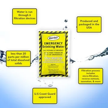 Mayday Emergency Drinking Water Pouches 50 Pack 5-Year Shelf Life