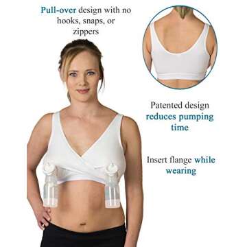 Essential Pump&Nurse All in One Nursing and Hands Free Pumping Bra, US Company, Black S