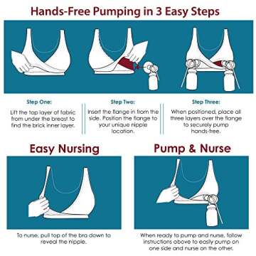 Essential Pump&Nurse All in One Nursing and Hands Free Pumping Bra, US Company, Black S