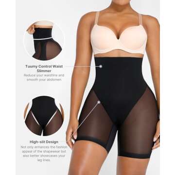 SHAPELLX Shapewear Tummy Control High Waist Shaping Shorts Body Shaper Control Panties Butt Lifting Shapewear Shorts Black