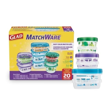GladWare Rainbow Food Storage Containers 20pc BPA Free Set