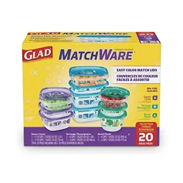 GladWare Rainbow Food Storage Containers 20pc BPA Free Set