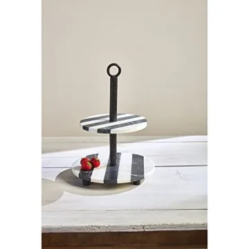 Mud Pie Marble Two-Tier Server 16 1/4" x 12" dia Stylish Gift