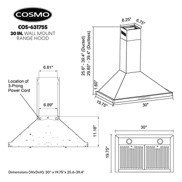COSMO COS-63175S 30" Range Hood - Ducted & Ductless