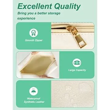 besharppin Preppy Makeup Bag, Synthetic Leather Patch Cosmetic Bag with SKIN Chenille Letter for Travel, Gift for Girlfriend or Wife, Present for Girls, Daughter, Sister and Mother