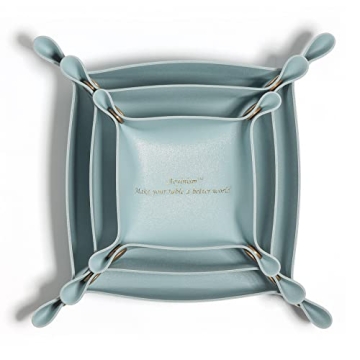 Aoyinism Leather Valet Tray, Premium Catchall Trays, Jewelry Trays,Folding Travel Organizer, Decorat...