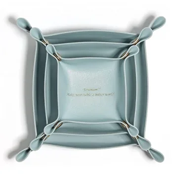 Aoyinism Leather Valet Tray, Premium Catchall Trays, Jewelry Trays,Folding Travel Organizer, Decorat...