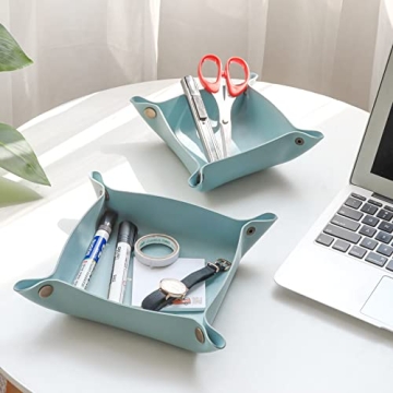 Aoyinism Leather Valet Tray Set for Travel and Home Organization