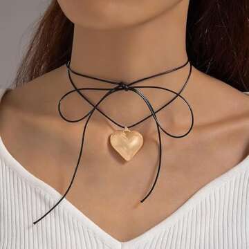 Chunky Puffy Heart Choker Necklace for Women Gifts