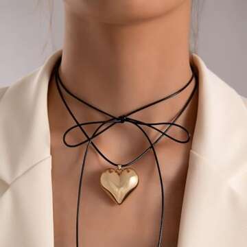 Chunky Puffy Heart Choker Necklace for Women Gifts