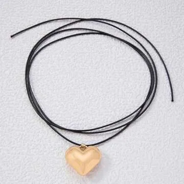Chunky Puffy Heart Choker Necklace for Women Gifts