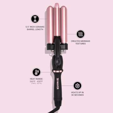 The Beachwaver Co. 3B Waver - Midnight Rose | Triple Barrel Hair Waver for Mermaid Waves - Professio...