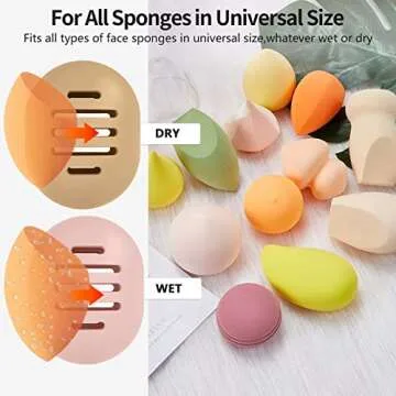 Fauxomor Makeup Sponge Holder, Dual-Vented Silicone Beauty Blender Holder for Travel, Shatterproof Make Up Sponge Travel Case for All Sponges Sanitary Carry, Khaki*1