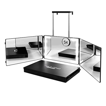 Self Find-3 Way Mirror for Self Hair Cutting with Ring Light,Rechargeable 360 Mirror for Hair Tools,...