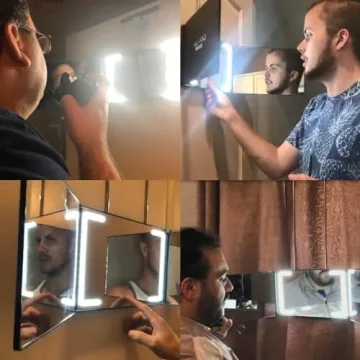 Self Find 3 Way LED Mirror for Easy Home Haircuts