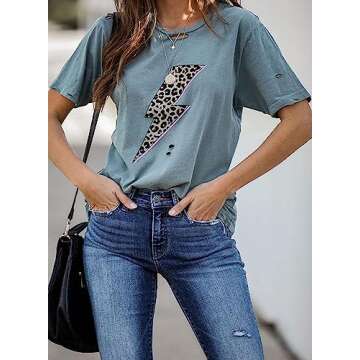 Stylish Vintage Graphic Leopard Print Tees for Women