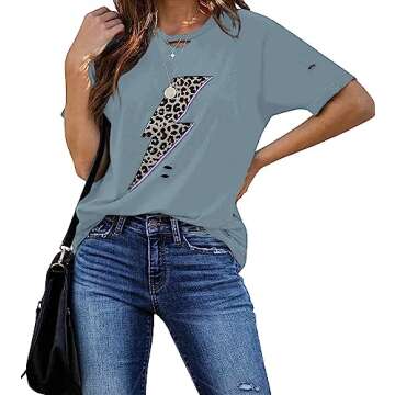 Stylish Vintage Graphic Leopard Print Tees for Women