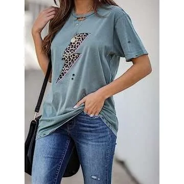Stylish Vintage Graphic Leopard Print Tees for Women