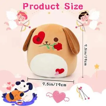 CAGRIKUELI Dog Plush, 8inch Puppy Stuffed Animal with Rose Love Heart Valentines Stuffed Animal for ...