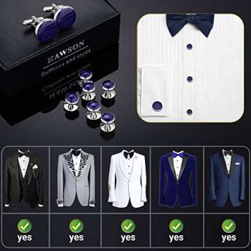 Men’s Cufflinks and Tuxedo Studs Set with Gift Box; Men’s Jewelry or Accessories Suitable for Black Suit White shirts vest and Red Bow tie on Wedding or Anniversary and Birthday