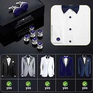 Elegant Men’s Cufflinks and Tuxedo Studs Set with Gift Box