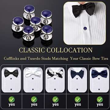 Men’s Cufflinks and Tuxedo Studs Set with Gift Box; Men’s Jewelry or Accessories Suitable for Black Suit White shirts vest and Red Bow tie on Wedding or Anniversary and Birthday