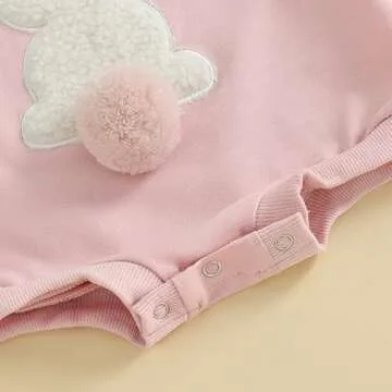 KOSUSANILL Newborn Baby Girl Easter Outfit Infant Boys Long Sleeve Bunny Romper Sweatshirt Bubble Bodysuit Sweater