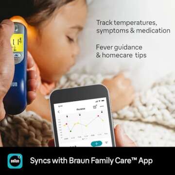Braun ThermoScan 7+ Connect Digital Ear Thermometer - Family Care App Compatible, Age Precision Technology, Color-Coded Digital Display, No. 1 Brand Recommended by Pediatricians, FSA and HSA Eligible