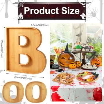 PEUTIER 3pcs Halloween Charcuterie Board, BOO Halloween Cheese Board Wooden Halloween Serving Platte...